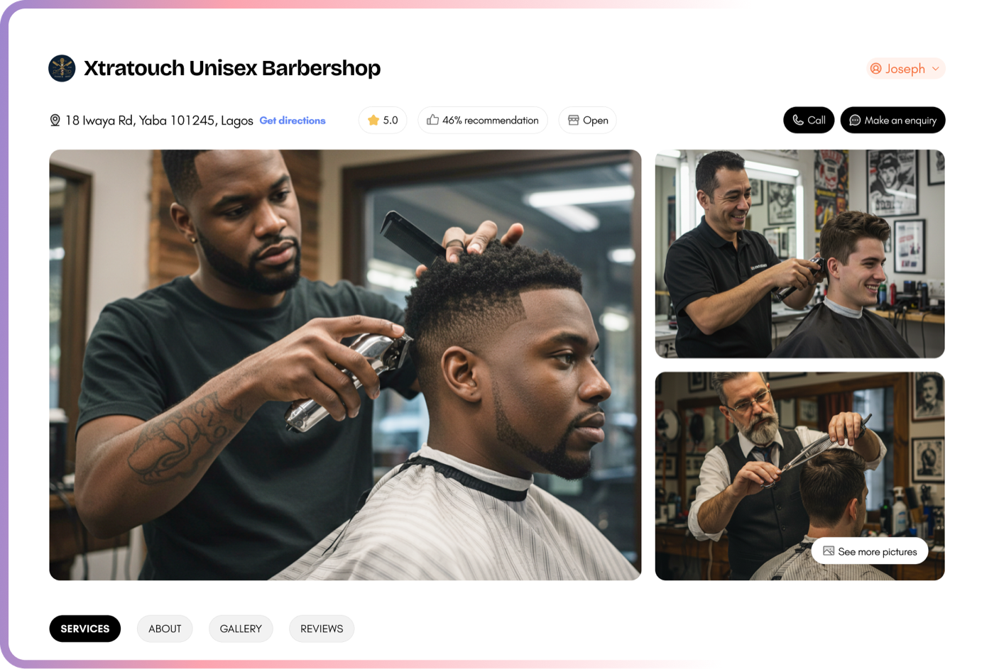 Bookings product view